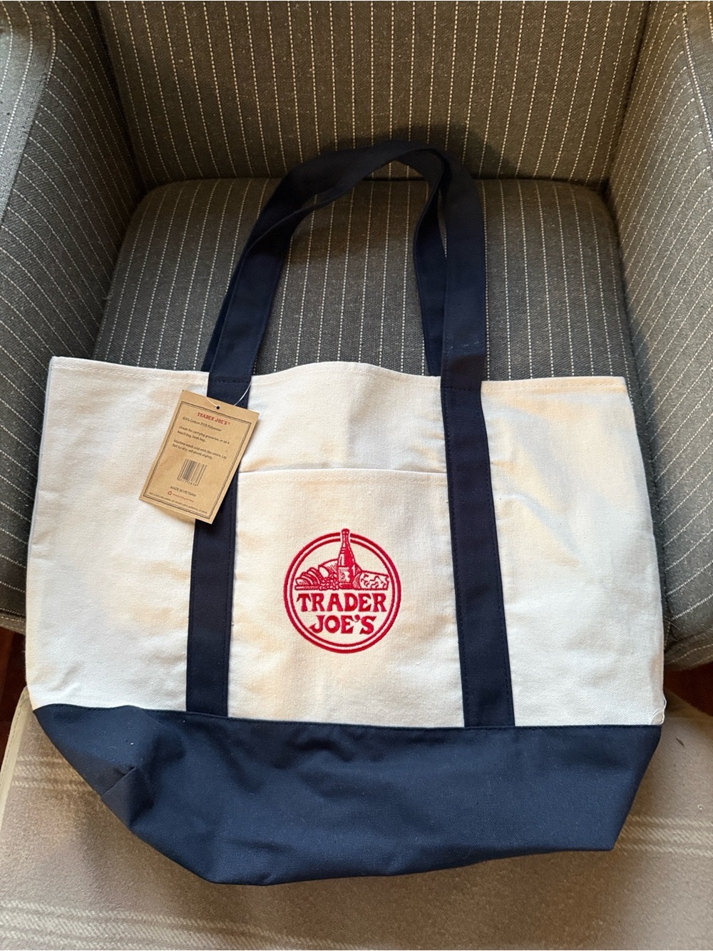 NWT Trader Joe’s Canvas Shopper Tote Market Bag Large